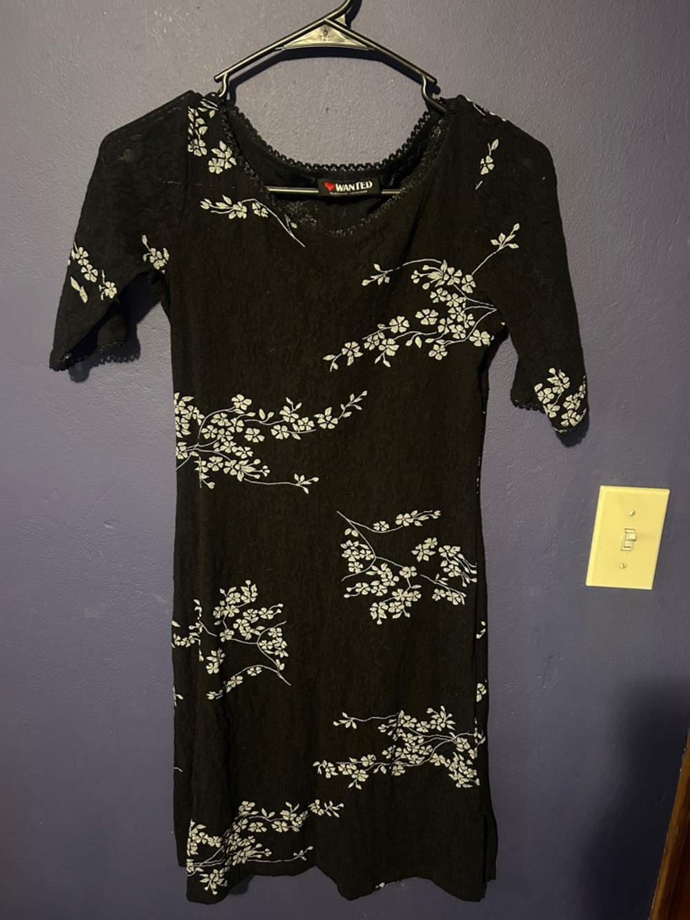 Black Lacey Floral Print Midi Dress